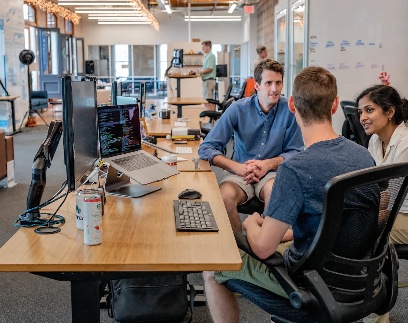Colleagues collaborating in an office